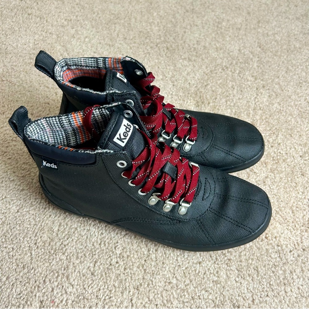 Womens Keds Scout II Sz 7.5 Rain Duck Boots Black Waterproof Wool Dream Foam EUC